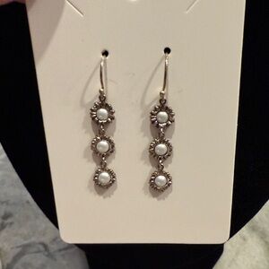 Waxing Poetic Silver and Pearl Drop Earrings